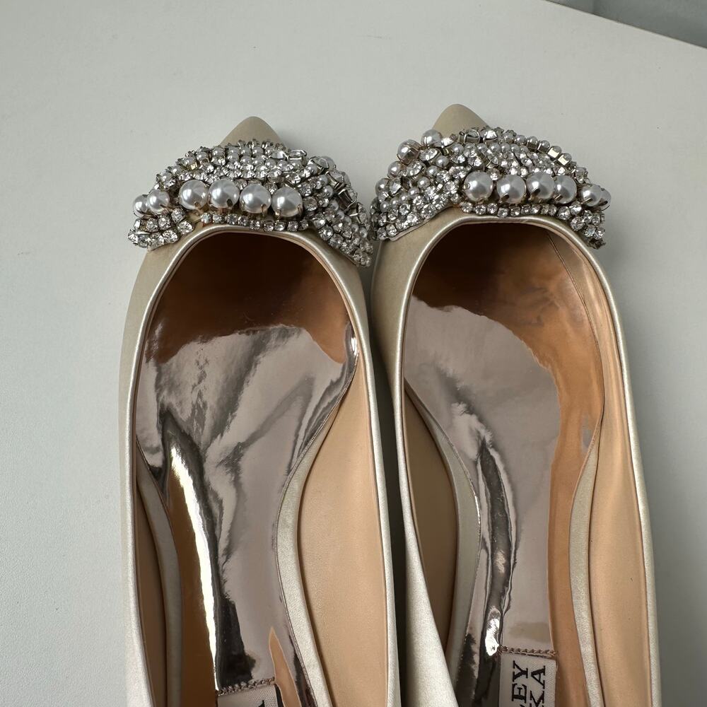 Badgley Mischka (9) Octavia Satin Ivory Embellished Flats - Bridal, Glam, Event - Picture 11 of 13